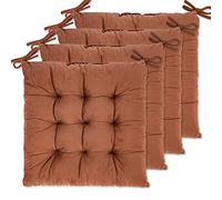 WONDER MIRACLE Paquete de 4 Cojines de Asiento para sillas de Comedor, Silla de Oficina, automóvil, Suelo, Exterior, Patio, Apto para Lavadora y Secadora (Franela de 16 x 16 Pulgadas, café)