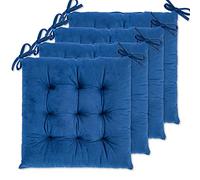 WONDER MIRACLE Paquete de 4 Cojines de Asiento para sillas de Comedor, Silla de Oficina, automóvil, Suelo, Exterior, Patio, Apto para Lavadora y Secadora (Franela de 16 x 16 Pulgadas, Azul Marino)