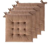 WONDER MIRACLE Paquete de 4 Cojines de Asiento para sillas de Comedor, Silla de Oficina, automóvil, Suelo, Exterior, Patio, Apto para Lavadora y Secadora (Franela de 16 x 16 Pulgadas, Color Camello