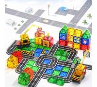 Wonder Toys blocos magnéticos clássicos brinquedos de construção magnéticos originais para meninos e Meninas de 3 4 5 6 7 Anos para o seu aniversário (63 PCS Construction Set)