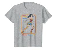 Wonder Woman 1984 Retro Justice '84 Camiseta, Niños, Gris Jaspeado, 10 años
