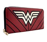 Wonder Woman DC Estrellas & Rayas Traje de Guerrera Emblema Cartera Clutch Bolsillo para Monedas & Tarjetero, Rojo