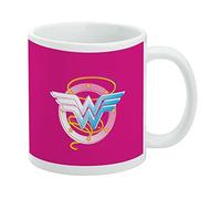 Wonder Woman - Taza de café de cerámica con logotipo 80th pastel, tazas de regalo novedosas para café, té y bebidas calientes, 11 onzas, color blanco