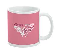 Wonder Woman - Taza de café de cerámica con logotipo rosa número 80, tazas de regalo novedosas para café, té y bebidas calientes, 11 onzas, color blanco