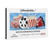 WONDERBOX Experiencia nocturna de cine AMC para 2, caja de regalo con 4 entradas de cine, 4 bebidas y 4 palomitas de maíz, válido en 550 ubicaciones