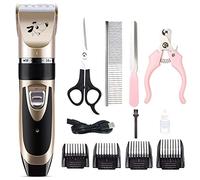 wonderday Cortapelos para Perros Cortapelos para Mascotas Perros y Gatos Kit de Cortapelos Perros, Eléctrica Dog Clipper Recargable Bajo Ruido y Vibración, 4 Peines y 5 Niveles Ajuste fino-11 Kits