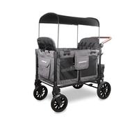 WONDERFOLD W4 Luxe Pro - Cochecito plegable con asientos con arneses de seguridad de 5 puntos y toldo ajustable, gris carbón