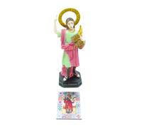 WONDERFUL Estatua de San Pancracio, Figura Religiosa Decorativa, 20 cm, Resina, Rosa y Verde