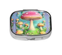 Wonderful Little Mushrooms - Caja de almacenamiento de pastillas cuadrada de viaje, mini pastillero portátil (pastillero de 2 compartimentos), caja de almacenamiento de medicamentos y vitaminas