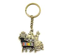 WONDERFUL Llavero Decorativo España con Toro y Flamenco, Diseño Español Tradicional, Metal Dorado