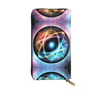 Wonderful Universe - Cartera larga de piel con estampado de universo (7.5 x 4.1 pulgadas), compartimento multifunción extragrande, gran regalo