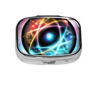 Wonderful Universe - Organizador de píldoras para uso diario, cabe en el bolsillo, pastillero portátil de 2 compartimentos para medicamentos, vitaminas y más