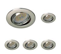 wonderlamp 1 Unidad Foco empotrable Basic techo Redondo, incluye Portalámparas GU10, Diámetro de 8,5 x 1,5 cm. Ojo de buey basculante 30°, Níquel (Paquete de 5)