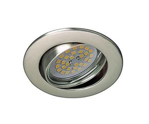 wonderlamp 1 Unidad Foco empotrable Basic techo Redondo, incluye Portalámparas GU10, Diámetro de 8,5 x 1,5 cm. Ojo de buey basculante 30°, Níquel