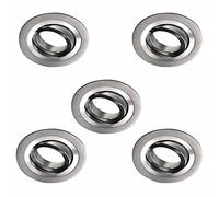 5 Unidades Wonderlamp - Foco empotrable Classic Redondo con Portalámparas GU10, Ángulo basculación 30°, 230V, Diametro 9.3 x 2.5 cm, Aluminio