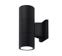 wonderlamp - Aplique de pared exterior Chill, 65W, Impermeable IP44, Lámpara Exterior Moderno, Cilíndrico, Negro, 2 Luces GU10