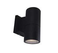 wonderlamp - Aplique de pared exterior Chill, 65W, Impermeable IP44, Lámpara Exterior Moderno, Cilíndrico, Negro, 1 Luz GU10