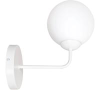Wonderlamp Aplique de pared minimalista blanca con esfera de cristal