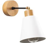 Wonderlamp Aplique de pared nórdico con base de madera y foco orientable blanco