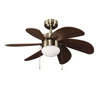 wonderlamp Basic Ventilador con Luz, E27, 15 watts, Cuero, 76.2 x 76.2 x 41.5 cm