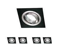 Wonderlamp Clasic W-E0 Foco empotrable cuadrado, Negro, 5 UNIDADES