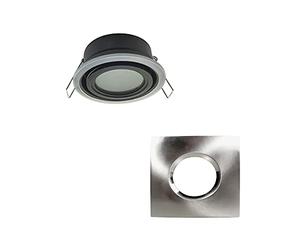 wonderlamp - Empotrable exterior/interior Lutar, Cuadrado con aro embellecedor, Impermeable IP 65, Empotrable moderno Níquel