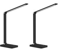 wonderlamp Flexo LED 5W Norima Negro con Batería recargable, Interruptor táctil, 3CCT 3000-4000-6000K y regulable en intensidad (Paquete de 2)