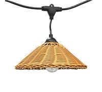 wonderlamp - Guirnalda de 10 luces solar de exterior LED Purna 8W con Pantalla de Ratán y Mando a Distancia, E27