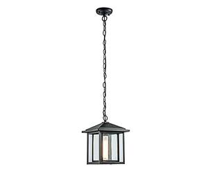 wonderlamp - Lámpara colgante exterior Avenida, 1xE27, Máx. 60 W, IP 23, Lámpara Vintage, forma de Farol con cristal, Negro