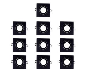 wonderlamp - Pack 10 - Foco Empotrable Techo Cuadrado Basculante, Iluminacion interior, GU10, Negro, 10 Unidades