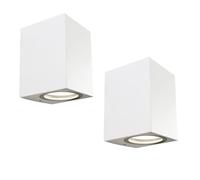 wonderlamp Pack 2 Aplique de pared exterior Classic, 1 Luz GU10, Impermeable IP 44, Lámpara Exterior Moderno, Blanco Mate