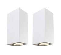 wonderlamp Pack 2 - Aplique de pared exterior Classic, 2 Luces GU10, IP 44, Lámpara Exterior Moderno, Blanco Mate