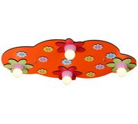 Wonderlamp Plafón infantil con forma de nube roja y flores multicolor