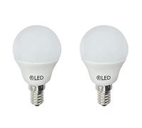 wonderlamp Rled - Pack 2 Bombillas Miniesfèrica Rosca fina E14, en Blíster, 6W, Luz Neutra, 510 lm, No Regulable