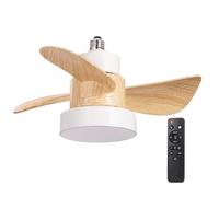 wonderlamp Ventilador Bombilla LED Debu Blanco+Madera rosca E27 CCT 3000-4000-6000K Dim, Intensidad Regulable 15W, Silencioso