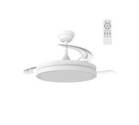 wonderlamp Ventilador de Techo con aspas retráctiles, MODO LUZ NOCHE, Ventilador silencioso con Luz LED 48W Astra Eco, Motor DC 6 Velocidades, Dimmable, Mando a Distancia,Ø106