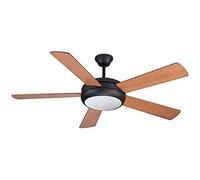 wonderlamp Ventilador de techo con luz Conte Marrón. Mando a distancia con programador incluido. 5 palas de madera contrachapada (Plywood). 3 velocidades. diámetro 132 cm.