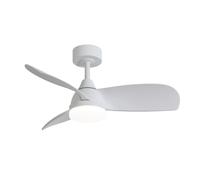 wonderlamp - Ventilador de techo con luz LED 18W Borse Blanco CCT 3000-4000-6000K, Intensidad regulable Con Mando ø90cm