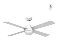 Ventilador de techo con luz LED Classic II Blanco. 4 Palas de madera contrachapada (Plywood). 6 velocidades. Función verano-invierno. LED Integrado. Ø 123 cm.