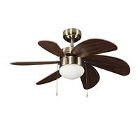 wonderlamp Ventilador de techo con luz Tandy Cuero. Palas de madera (MDF). 3 velocidad. Función verano-invierno. (Bombilla 1xE27 no incluida)