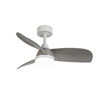 wonderlamp - Ventilador de techo con luz y mando LED 18W Borse Blanco+Gris CCT 3000-4000-6000K, Intensidad regulable Con Mando ø90cm