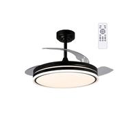 wonderlamp - Ventilador de techo LED aspas plegables Perla Negro 72W con Mando ø106cm y CCT 3000-4000-6000K