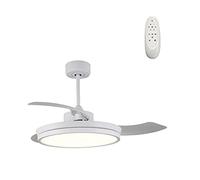 wonderlamp - Ventilador techo de Luz LED con aspas plegables Brando 48W, Silencioso, 3 temperaturas color, 6 velocidades, Blanco