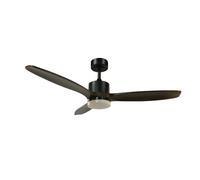 wonderlamp - Ventilador de techo LED Nare Negro+Madera 22W con Mando y memoria de encendido