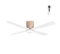 wonderlamp Ventilador de techo madera, con luz y mando Napur, Silencioso, 5 velocidades, Para techos bajos, Color Luz regulable