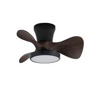 wonderlamp - Ventilador de techo pequeño ø56cm LED Merial Negro+Roble CCT 3000-4000-6000K 20W con Temporizador y Mando