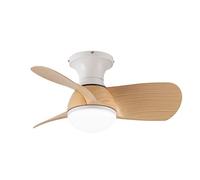 wonderlamp Ventilador de techo pequeño ø64cm silencioso LED Mancado Blanco+Haya CCT 3000-4000-6000K, Intensidad Regulable 20W