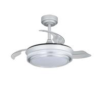 wonderlamp - Ventilador de techo pequeño ø92cm con luz LED, aspas retráctiles, Motor silencioso, Mesina Mini Plata CCT 3000-4000-6000K con modo luz de noche 46W