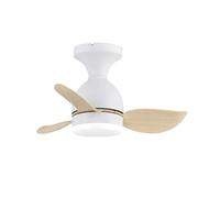 wonderlamp - Ventilador de techo pequeño con LUZ Fonfu, 20W Blanco y Madera CCT 3000-4000-6000K con intensidad regulable