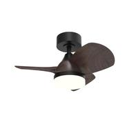 wonderlamp -Ventilador de techo pequeño silencioso, con luz LED LED Borse Mini Negro+Roble, ø60cm CCT 3000-4000-6000K 18W con memoria de encendido